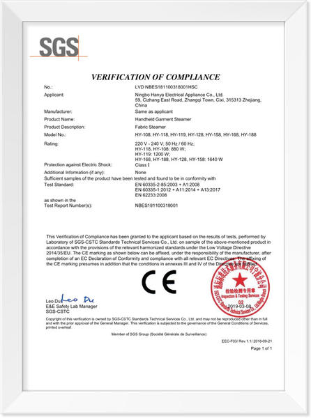 LVD NBES181100318001HSC Certificado CE (LVD)
